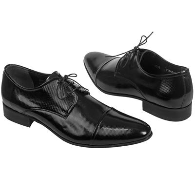 Модные лаковые мужские туфли кожаные с выработкой на коже C-3296Х5/09