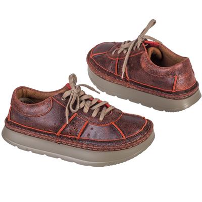 Темно-бордовые женские кожаные полуспортивные ботинки на толстой плоской подошве LE-3038-3-4229