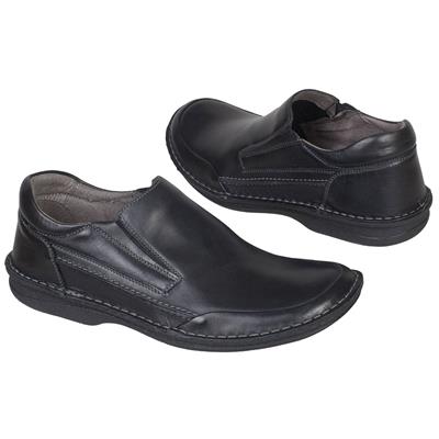 Черные мужские кожаные ботинки в полуспортивном стиле без шнурков KW-6156-372