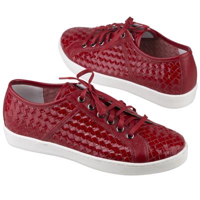 Красные лаковые женские кроссовки из натуральной кожи с белой подошвой C-DAOD-1198-ZD13-00S00