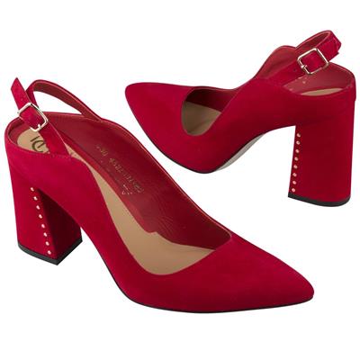 Красные замшевые женские туфли с ремешками на каблуке 9 см MC-4321/302/200
