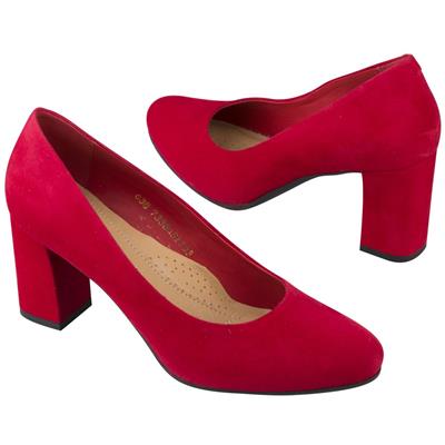 Женские замшевые красные туфли на устойчивом каблуке 7.5 см MC-7336/831/896 rosso wel