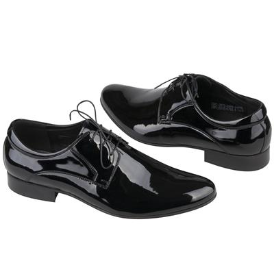 Классические мужские туфли из натуральной лаковой кожи на шнурках C-3572-0009-00P09