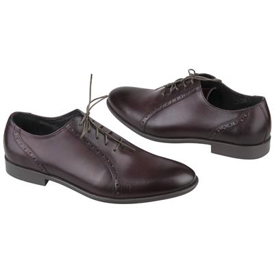 Модные кожаные мужские оксфорды бордового цвета на шнурках KW-6006/325-3473-484  MAROON