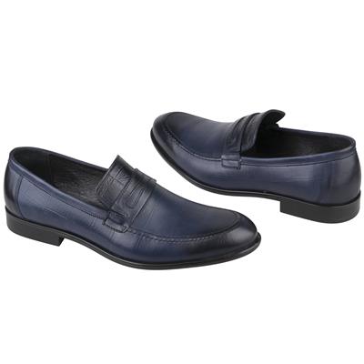 Кожаные мужские классические туфли синего цвета без шнурков KW-6369/P13-338-347-325 blue