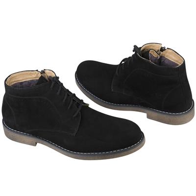 Замшевые зимние мужские ботинки с подкладкой из натурального меха KW-2283/251-3424-184 black