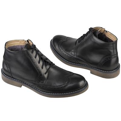 Кожаные мужские зимние ботинки оксфорды утепленные натуральным мехом KW-2298/251-3424-322 black