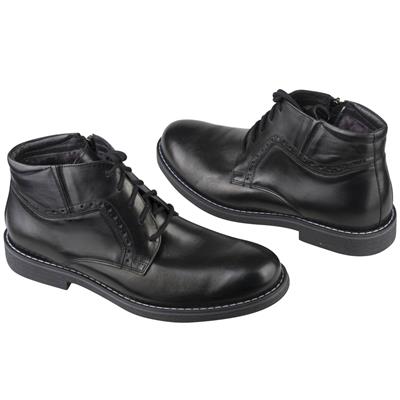 Зимние мужские ботинки из натуральной кожи утепленные натуральным мехом KW-2297/251-342-552 black