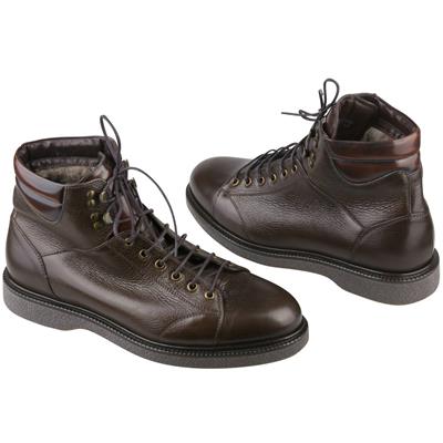 Зимние мужские ботинки коричневые утепленные натуральным мехом C-7046-ZP31-00K00 braz
