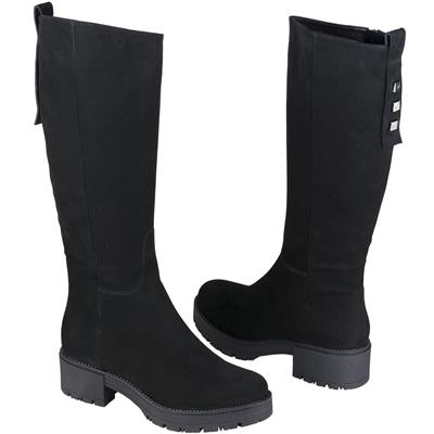 Замшевые женские зимние сапоги черного цвета на каблуке 5 см MC-1786/ANT/NEL NERO WEL BAR+KOC