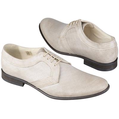 Бежевые мужские туфли кожаные с перфорацией и шнурками C-3121N5-S3/901 bez