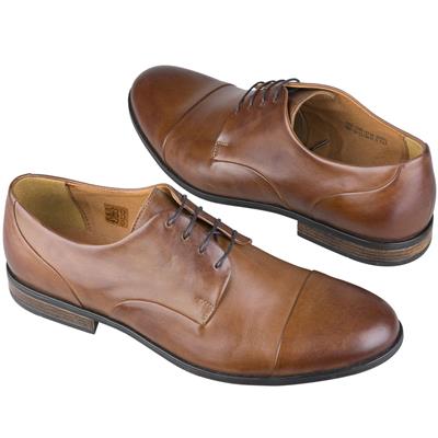 Мужские туфли из натуральной кожи рыжего цвета на шнурках C-5507-373A-00S02 braz