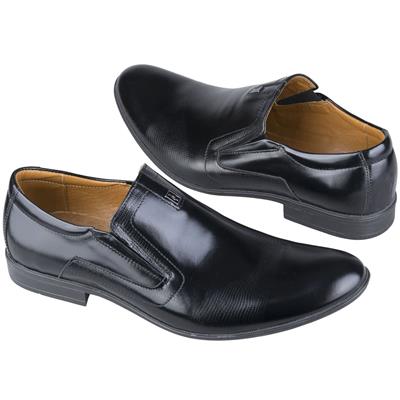 Черные мужские туфли из натуральной кожи без шнурков с принтом по бокам KW-4367-203-2031-306 blue