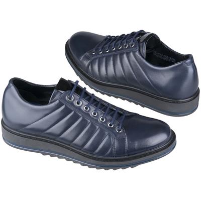 Синие мужские кроссовки из натуральной кожи на плоской толстой подошве C-4962-ZG32-00Z58 granat