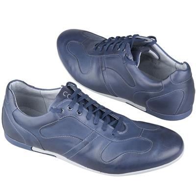 Синие кожаные мужские кроссовки на шнурках с плоской подошвой RKW-802 GRANAT