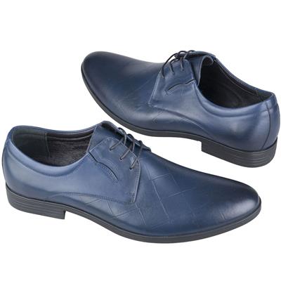 Классические мужские туфли синего цвета на шнурках с принтом на коже KW-5969/P9-179-344-478 granat