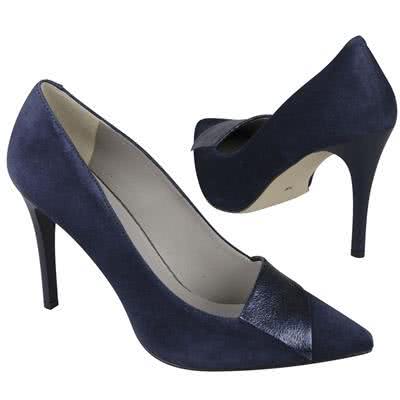 Женские синие замшевые туфли на высокой шпильке 9.5 см Kw-0230/22-589