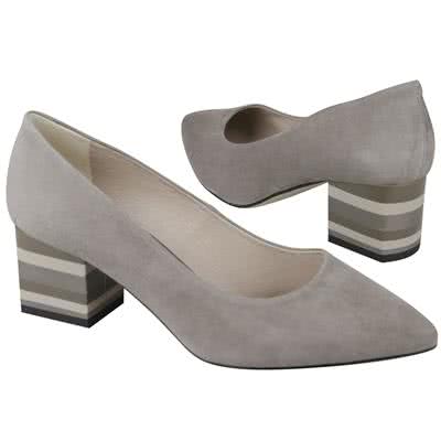 Модные женские туфли из натуральной замши серого цвета на каблуке 5.5 см Kw-0205/610-PK 250