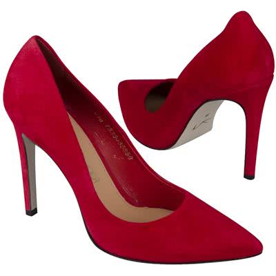 Красные замшевые женские туфли на высокой устойчивой шпильке 10.5 см MC-7335/557/038 ROSSO WEL