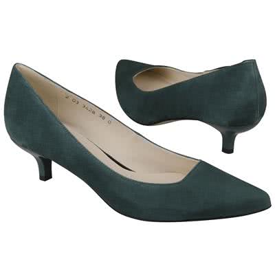 Замшевые зеленые женские туфли на низкой шпильке 5.5 см An-3428 forest zam
