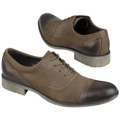 Коричневые мужские туфли из натуральной кожи+нубук на шнурках KW-4407/K-082-2004-284