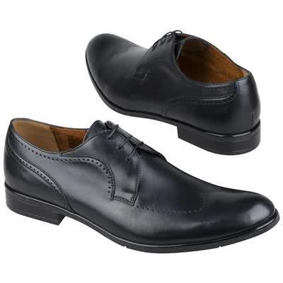 Классические черные мужские туфли из натуральной кожи с перфорированным рисунком C-6826-0800-00S02 black