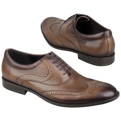 Коричневые мужские кожаные оксфорды на шнурках с перфорированным рисунком C-6581-808А-00S04 braz