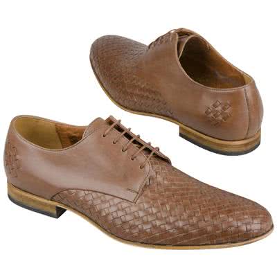Коричневые летние мужские туфли из натуральной кожи на шнурках C-4001-0396-R9S02 brown