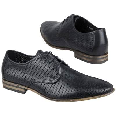 Черные летние мужские туфли с дырочками выполнены из натуральной кожи C-4126M1-S1S7/806 black