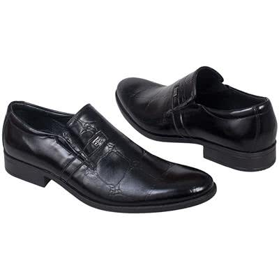 Черные мужские туфли из натуральной кожи без шнурков на резинке Kw-4198/M-166-179-136 black