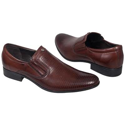 Коричневые мужские туфли с перфорированным рисунком на лицевой коже Kw-4603/L5-186-214-105/1 brown