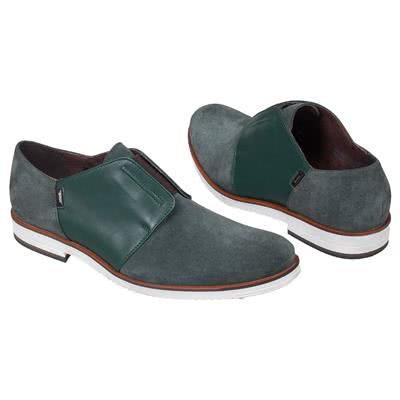 Зеленые мужские туфли из натуральной замши с кожей без шнурков C-6327-ZM24-00S04 green