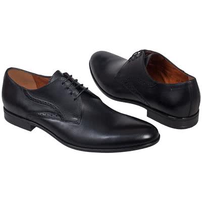 Стильные черные мужские туфли выполненные из натуральной кожи на шнурках C-6577-0228-00S02 black