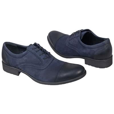 Синие мужские туфли выполненные из натурального нубука на шнурках Kw-4405/082-200-306 blue