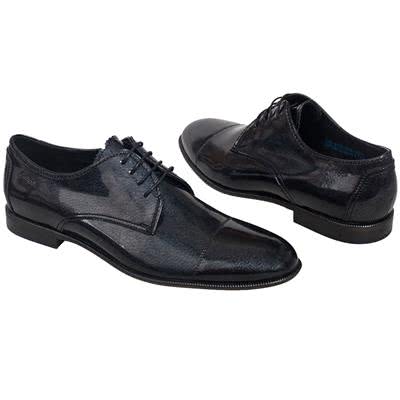 Стильные серые лакированные мужские туфли из натурально кожи на шнурках C-6335-1054-00S01