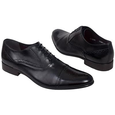 Модные мужские черные туфли на шнурках выполненные из натуральной кожи C-4328B2-S1-S9/17 black