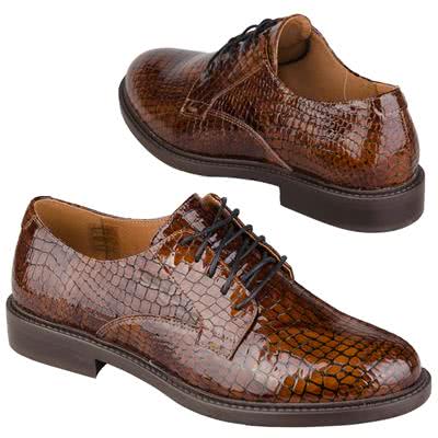 Шикарные женские ботинки из натуральной кожи коричневого цвета под рептилию на шнурках Ne-20791 koniak MH