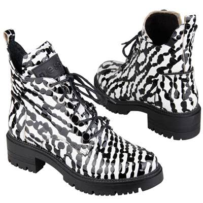 Черно-белые высокие женские ботинки с толстой подошвой на шнурках Ne-20748 Bialy BW
