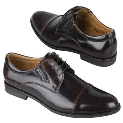 Коричневые мужские туфли на шнурках выполненные из качественной натуральной кожи C-6757-0727-00S02