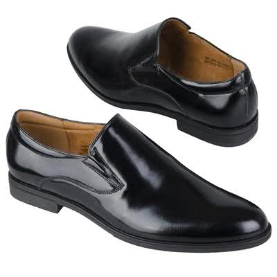 Классические мужские туфли из натуральной кожи черного цвета без шнурков C-6878-0017-00S02