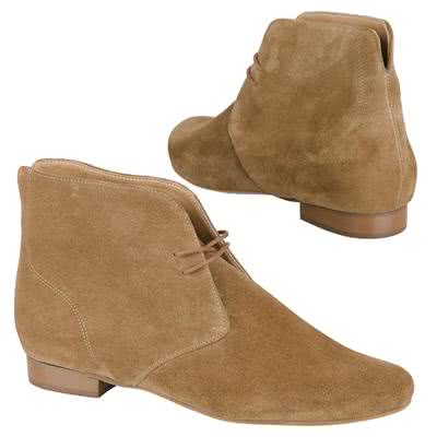 Удобные замшевые женские ботинки коричневого цвета на низком каблуке 1.5 см AN-2299 koniak welur