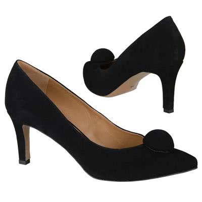 Вечерние женские туфли черного цвета из натуральной замши на каблуке 7.5 см AN-4863 czarny zam