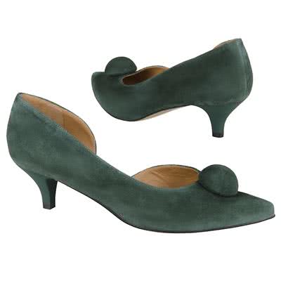 Замшевые женские туфли зеленого цвета на маленькой шпильке 5 см AN-3788 nulk zam