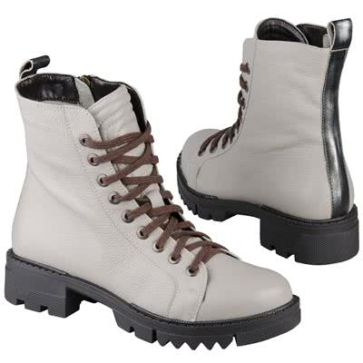 Бежевые зимние женские высокие ботинки на шнуровке утепленные шерстью BK-8194-135-2108-3