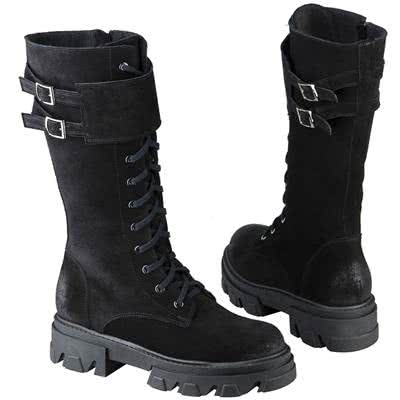 Модные высокие зимние сапоги женские на шнуровке с толстой подошвой 5 см SZY-2586/128