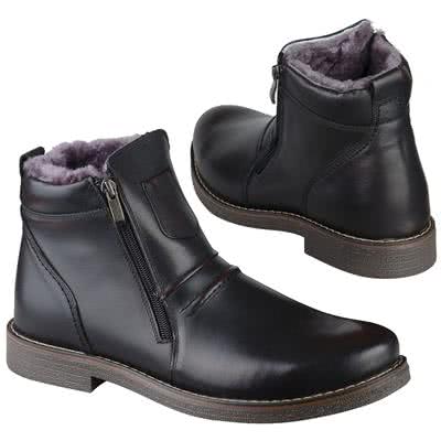 Темно-коричневые зимние мужские ботинки из натуральной кожи B-1351-K11-2