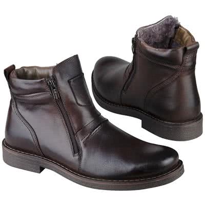 Зимние мужские ботинки на натуральном меху темно-коричневого цвета B-1351-B08-2