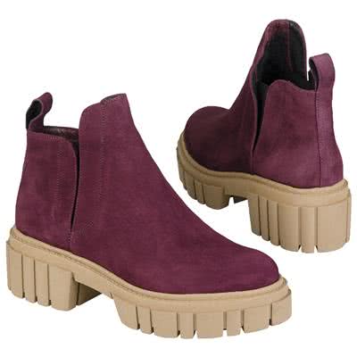 Замшевые женские зимние ботинки фиолетового цвета на шерсти с толстой подошвой 6 см MC-2777/JUL/VEN WEL 23 OW