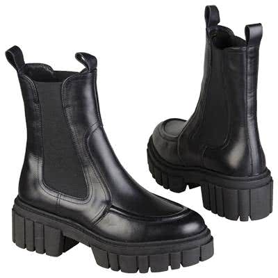 Женские кожаные осенние ботинки черного цвета с толстой подошвой 6 см MC-2770/AMA/LFI NERO KOC