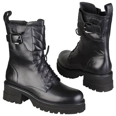 Модные женские черные кожаные зимние ботинки с толстой подошвой 5.5 см MC-2769/007/ZOE NERO OW